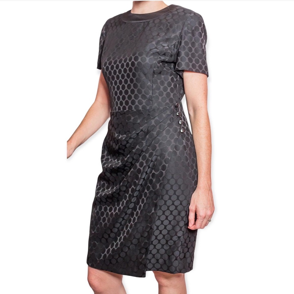 80s-90s Vintage Evan Picone little black dress with Polkadots